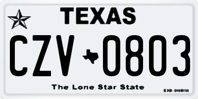 TX license plate CZV0803