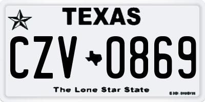 TX license plate CZV0869