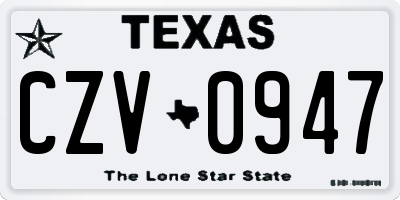 TX license plate CZV0947