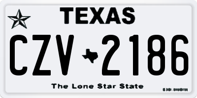 TX license plate CZV2186
