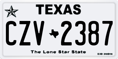 TX license plate CZV2387