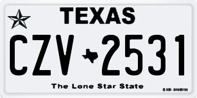 TX license plate CZV2531