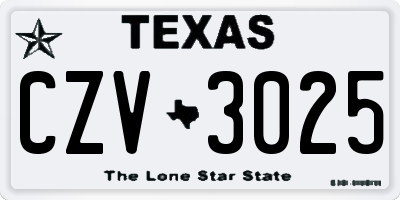 TX license plate CZV3025
