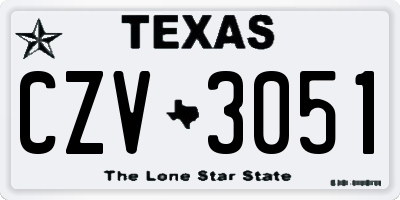 TX license plate CZV3051