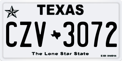 TX license plate CZV3072