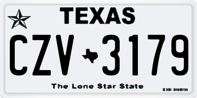 TX license plate CZV3179