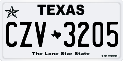 TX license plate CZV3205