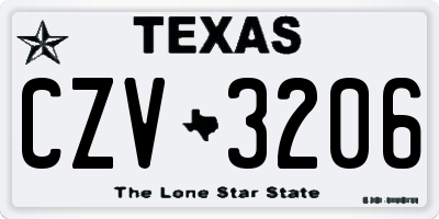 TX license plate CZV3206