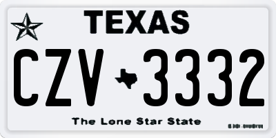 TX license plate CZV3332
