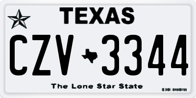 TX license plate CZV3344
