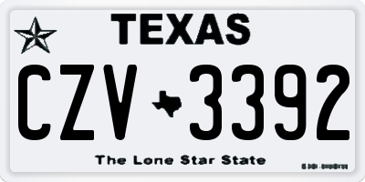 TX license plate CZV3392