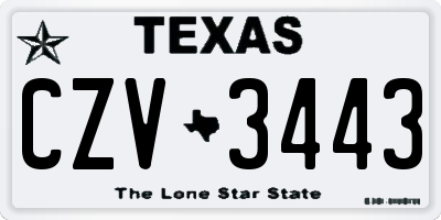 TX license plate CZV3443