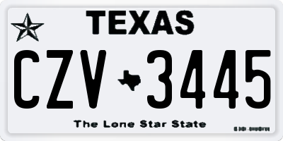 TX license plate CZV3445