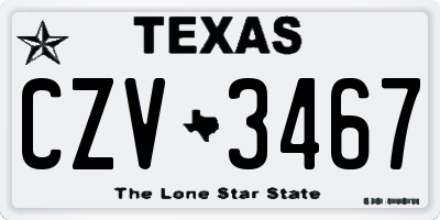 TX license plate CZV3467