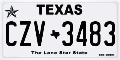 TX license plate CZV3483