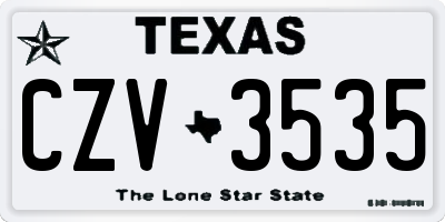 TX license plate CZV3535