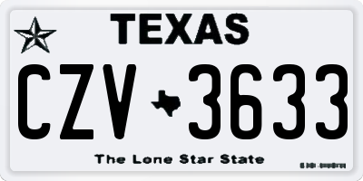 TX license plate CZV3633