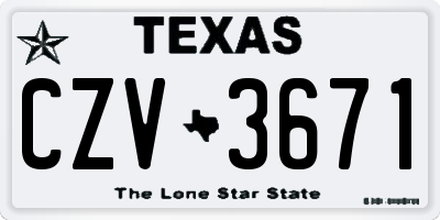 TX license plate CZV3671