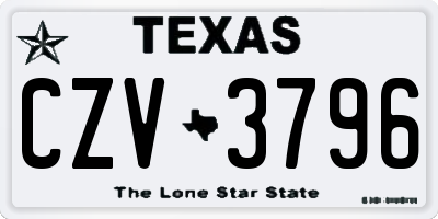 TX license plate CZV3796