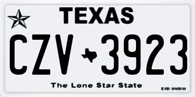 TX license plate CZV3923