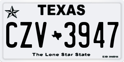 TX license plate CZV3947