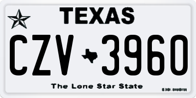 TX license plate CZV3960