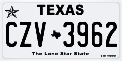 TX license plate CZV3962