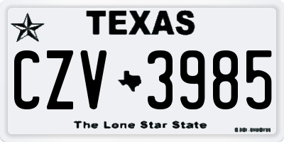 TX license plate CZV3985