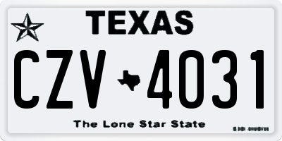 TX license plate CZV4031