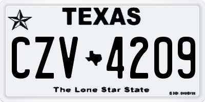 TX license plate CZV4209
