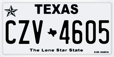 TX license plate CZV4605