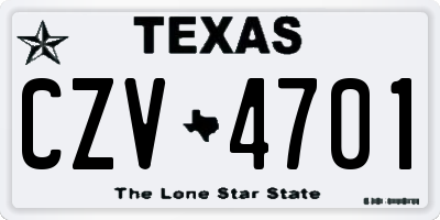TX license plate CZV4701