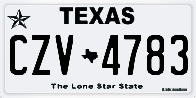 TX license plate CZV4783