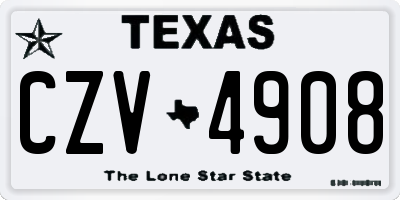TX license plate CZV4908