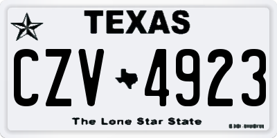 TX license plate CZV4923