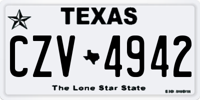 TX license plate CZV4942