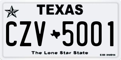 TX license plate CZV5001