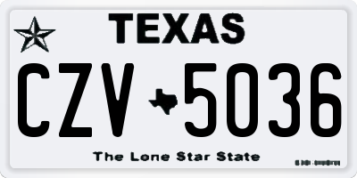 TX license plate CZV5036