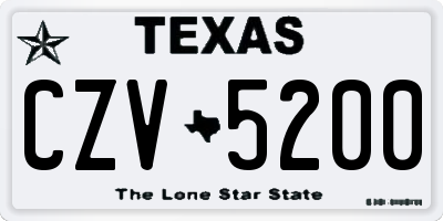 TX license plate CZV5200
