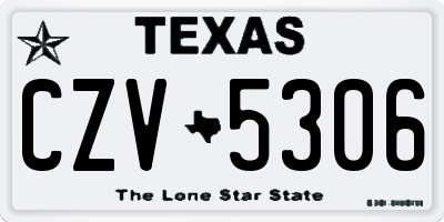 TX license plate CZV5306