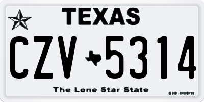 TX license plate CZV5314