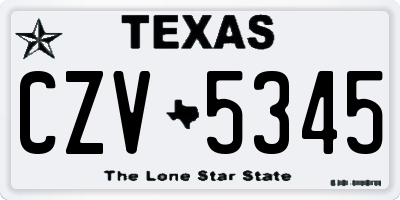 TX license plate CZV5345