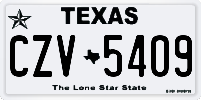 TX license plate CZV5409