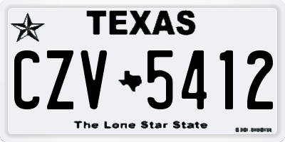 TX license plate CZV5412