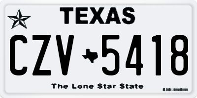 TX license plate CZV5418