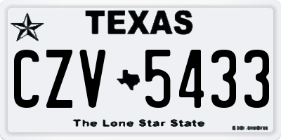 TX license plate CZV5433