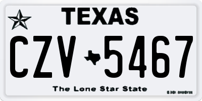 TX license plate CZV5467
