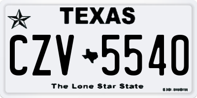 TX license plate CZV5540