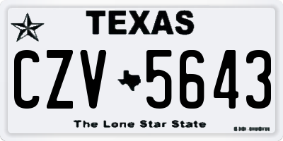 TX license plate CZV5643