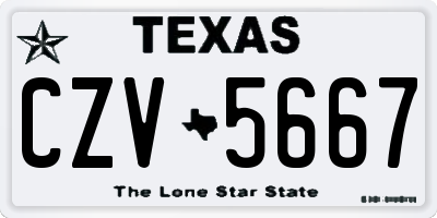 TX license plate CZV5667